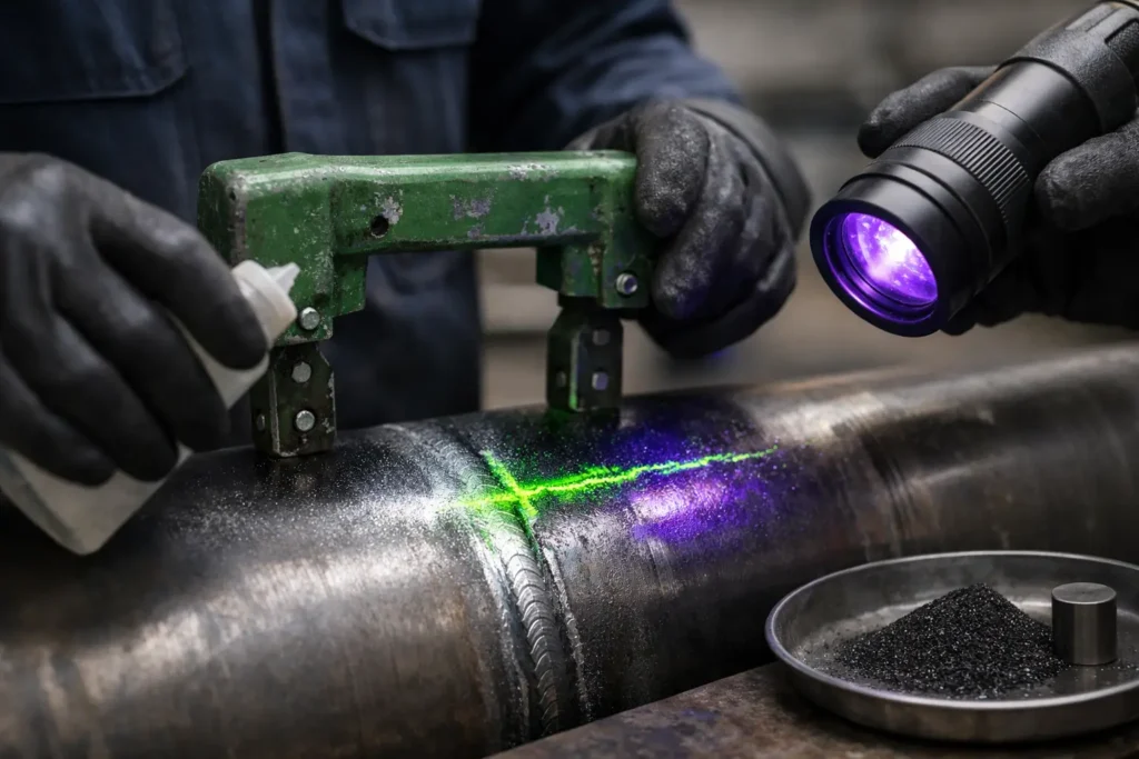Cómo inspeccionar soldaduras con partículas magnéticas