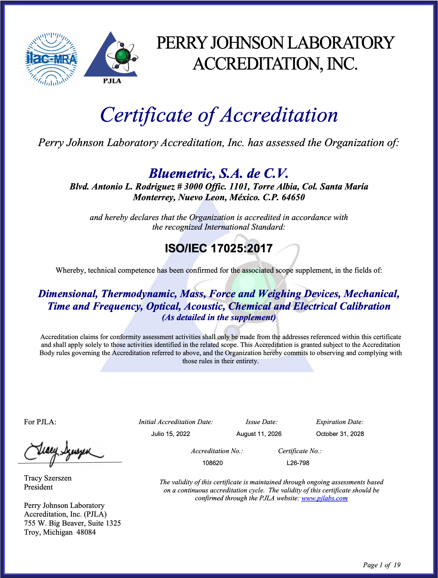 Acreditación ISO/IEC 17025